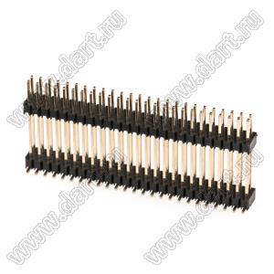 2199SBDI-050G-SM-35100 вилка штыревая открытая прямая с двойным изолятором двухрядная на плату для поверхностного (SMD) монтажа 50конт., (2x25), на плату, шаг 1,27x1,27мм