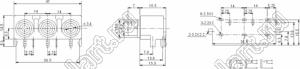 RCA-304D-P блок трех гнезд RCA "тюльпан" на плату