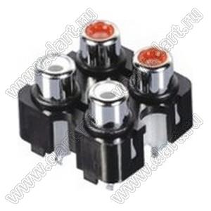 RCA-406C блок 4-х гнезд RCA "тюльпан" с креплением на панель