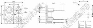 RCA-410B блок 4-х гнезд RCA "тюльпан" с креплением на панель