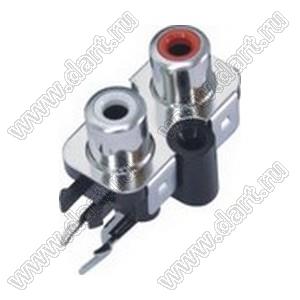 RCA-207S-PD блок двух гнезд RCA "тюльпан" на плату и с креплением на панель