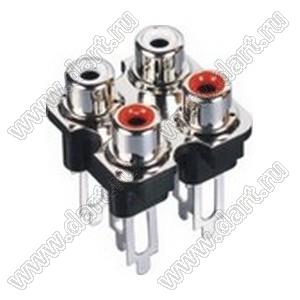 RCA-407F-P блок 4-х гнезд RCA "тюльпан" с креплением на панель