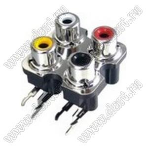 RCA-407S-P блок 4-х гнезд RCA "тюльпан" с креплением на панель