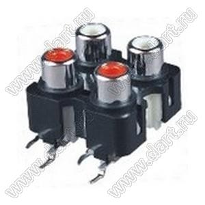 RCA-406 блок 4-х гнезд RCA "тюльпан" с креплением на панель