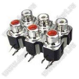 RCA-606P блок 6 гнезд RCA "тюльпан" с креплением на панель