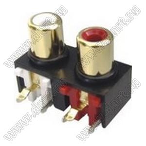 RCA-205B блок двух гнезд RCA "тюльпан" на плату и с креплением на панель