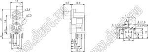 RW-D02E блок гнезд RCA "тюльпан" и мини-DIN 4P