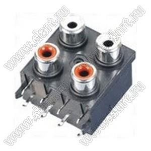 RCA-413A-FB блок 4-х гнезд RCA "тюльпан" с креплением на панель