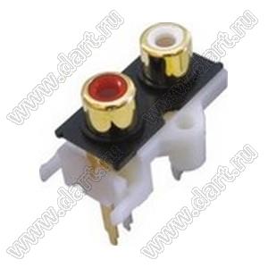 RCA-208A блок двух гнезд RCA "тюльпан" на плату и с креплением на панель
