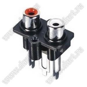 RCA-207F блок двух гнезд RCA "тюльпан" на плату и с креплением на панель