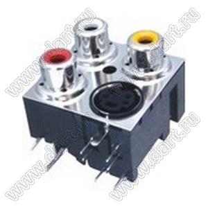 RW3-AS02 блок гнезд RCA "тюльпан" и мини-DIN 4P
