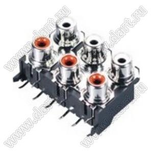 RCA-630 блок 6 гнезд RCA "тюльпан" с креплением на панель