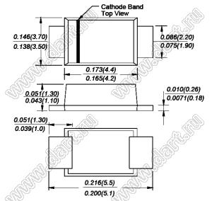 S1MBF (SMBF) диод выпрямительный общего назначения 1000V / 1A для поверхностного (SMD) монтажа  в корпусе SMBF