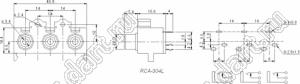 RCA-304J блок трех гнезд RCA "тюльпан" на плату и с креплением на панель