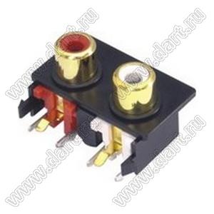 RCA-205D блок двух гнезд RCA "тюльпан" на плату и с креплением на панель