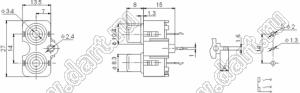 RCA-206C блок двух гнезд RCA "тюльпан" на плату и с креплением на панель