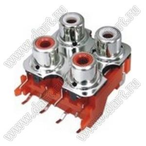 RCA-413F-P блок 4-х гнезд RCA "тюльпан" с креплением на панель