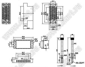 BLV35005 V.35 розетка прямая в металлическом кожухе, 34+1 контакт