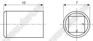 B328-7-10-6-B-B (IB 7x10) ручка алюминиевая гладкая анодированная светлая с фаской и пластиковой вставкой