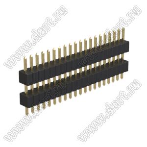 BL1420-2120S штыри однорядные с двойным изолятором прямые, шаг 1,27 мм, H=2,0 мм; 20-конт.