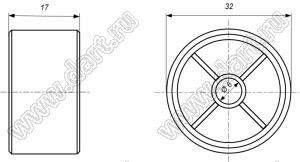 B145-32-17-6-B-GD2 (IC 32x17) ручка алюминиевая золотистая гладкая с фаской