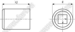 B328-9.2-11-6-B-Sr (IB 9.2x11) ручка алюминиевая гладкая анодированная светлая с фаской и пластиковой вставкой