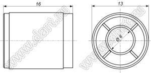 B140-13-16-6-B-SR2 (VB 13x16) ручка алюминиевая серебристая с фаской