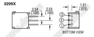 3299X-1-101LF (100R) резистор подстроечный многооборотный; R=100(Ом)