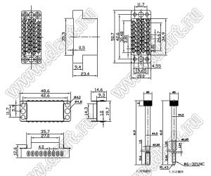 BLV35006 V.35 вилка прямая в металлическом кожухе, 34+1 контакт