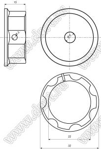 B220-33-16-6-A-B2 (MF-A04, 41009-4) ручка  (D=33 H=16мм) с латунной втулкой и винтом