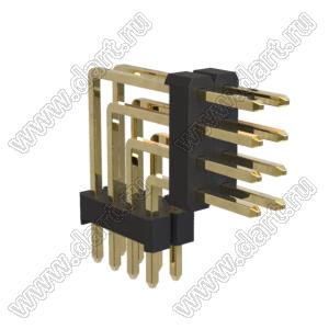 BL1320-24008R1 штыри четырехрядные угловые с двойным изолятором угловые, тип R1; 8-конт.