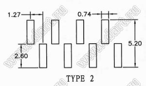 BL14065-1114M-2 штыри однорядные вертикальные для поверхностного (SMD) монтажа, шаг 1,27 мм, H=0,65 мм, тип 2; 14-конт.