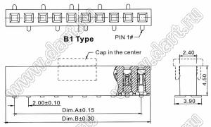 2209SM-03G-B1-PCP розетка прямая однорядная на плату для поверхностного (SMD) монтажа с захватом; шаг 2,00 x 2,00 мм; (1x3) конт.