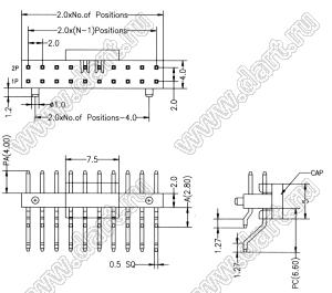 BL1320-1216Z-PG штыри двухрядные SMD горизонтальные с направляющими в плату; 32-конт.