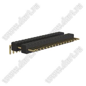 BL1225-2117R1 штыри однорядные угловые с двойным изолятором, тип R1; шаг 2.54мм; H=2.5мм; 17-конт.