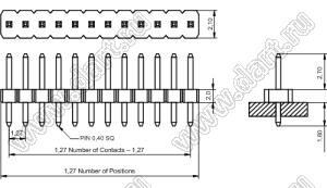 BL1420-1127S штыри однорядные прямые, шаг 1,27 мм; 27-конт.