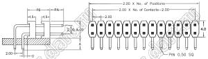 BL1315-2226R1 штыри двухрядные с двойным изолятором угловые, тип R1; 26-конт.