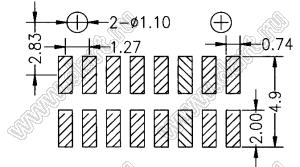 BL1425-12036Z-PG штыри двухрядные SMD горизонтальные с направляющими в плату; 36-конт.