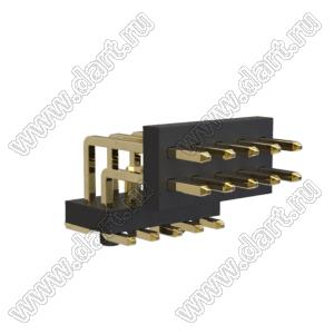 BL1415-12010M-PG штыри двухрядные SMD угловые горизонтальные с направляющими в плату; 10-конт.