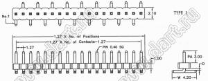 BL14065-1115M1 штыри однорядные вертикальные для поверхностного (SMD) монтажа, шаг 1,27 мм, H=0,65 мм, тип 1; 15-конт.