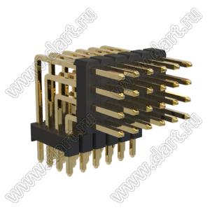 BL1320-24024R1 штыри четырехрядные угловые с двойным изолятором угловые, тип R1; 24-конт.