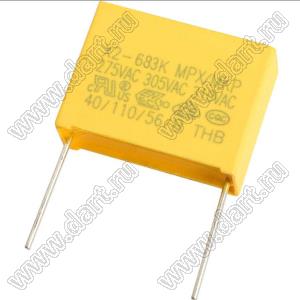 CAPFILM X2 0.068uF/275VAC (18.0x12.0x6.0mm) P=15.0mm конденсатор пленочный помехоподавляющий; C=0,068мкФ; ±10%; 275VAC