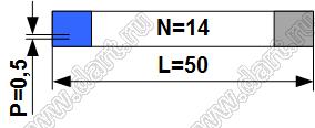 BLFPC P0,5 14PIN 50mm REV шлейф плоский сверхтонкий FFC/FPC; 14-конт.; длина 50мм; контакты на разных поверхностях