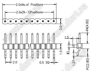 BL1315-1107Z-PG штыри однорядные SMD горизонтальные с направляющими в плату; 7-конт.