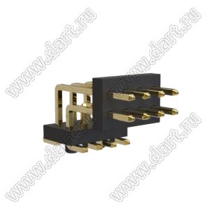 BL1425-12008M-PG-2.5 штыри двухрядные SMD угловые горизонтальные с направляющими в плату; 8-конт.