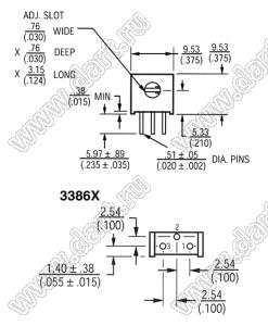 3386X-1-503 (50K) резистор подстроечный, однооборотный; R=50кОм