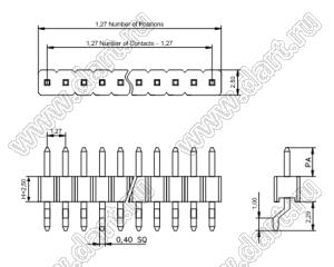 BL1425-1145Z штыри однорядные SMD горизонтальные; 45-конт.