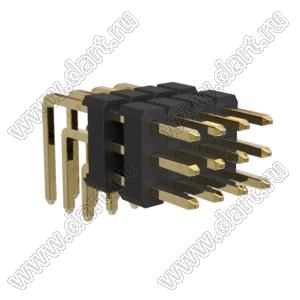 BL1315-23012R2 штыри трехрядные угловые с двойным изолятором угловые, тип R2; 12-конт.