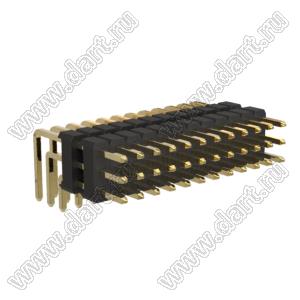 BL1315-23036R2 штыри трехрядные угловые с двойным изолятором угловые, тип R2; 36-конт.