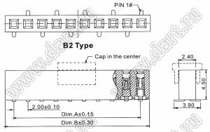 2209SM-07G-B2-PCP розетка прямая однорядная на плату для поверхностного (SMD) монтажа с захватом; шаг 2,00 x 2,00 мм; (1x7) конт.